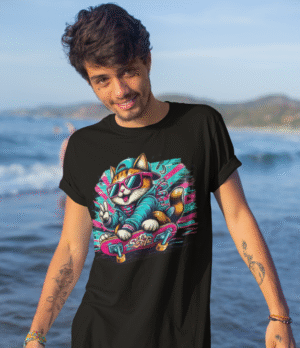 Camiseta Unisex  Gato en Patineta