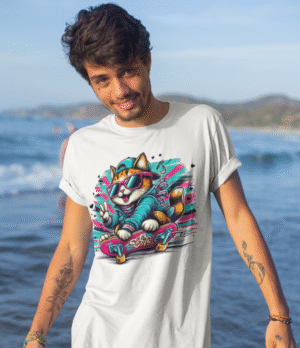 Camiseta Unisex Gato en Patineta