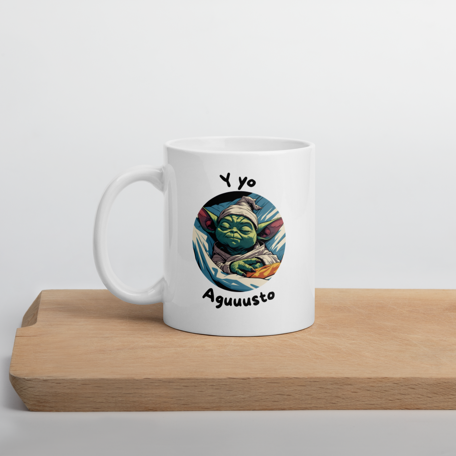 Taza Blanca Brillante Y Yo Agusto