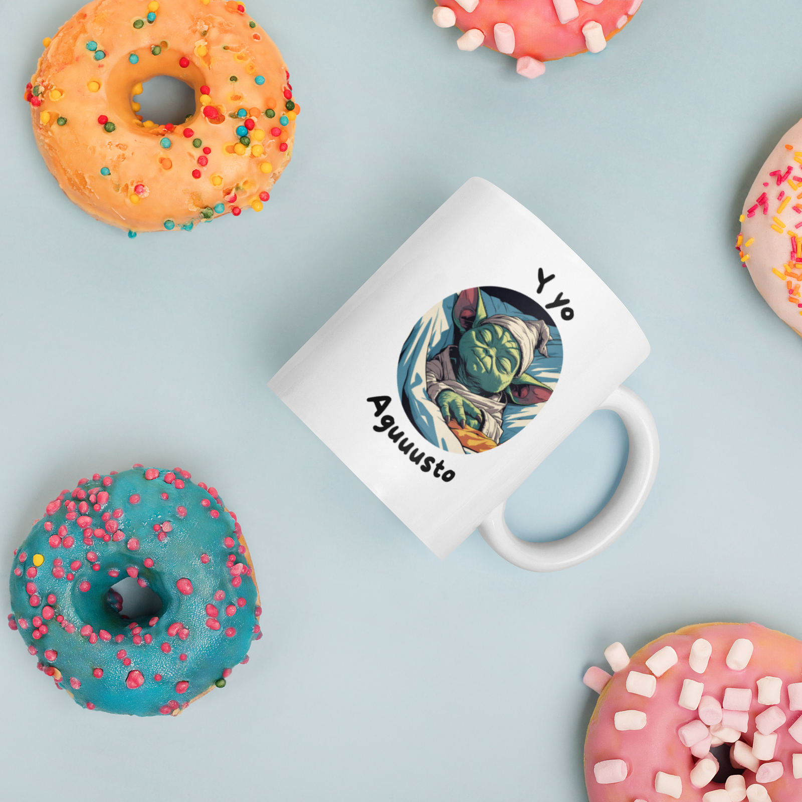 Taza Blanca Brillante Y Yo Agusto
