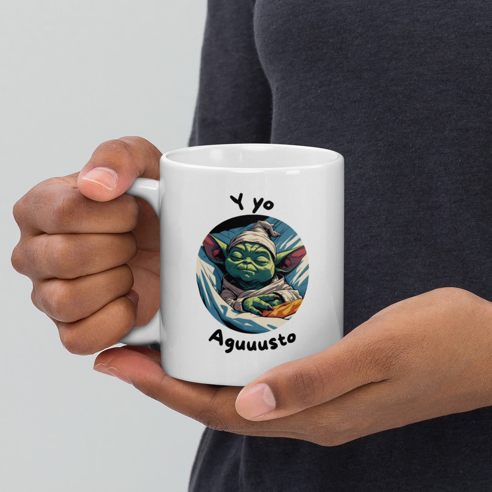 Taza Blanca Brillante Y Yo Agusto